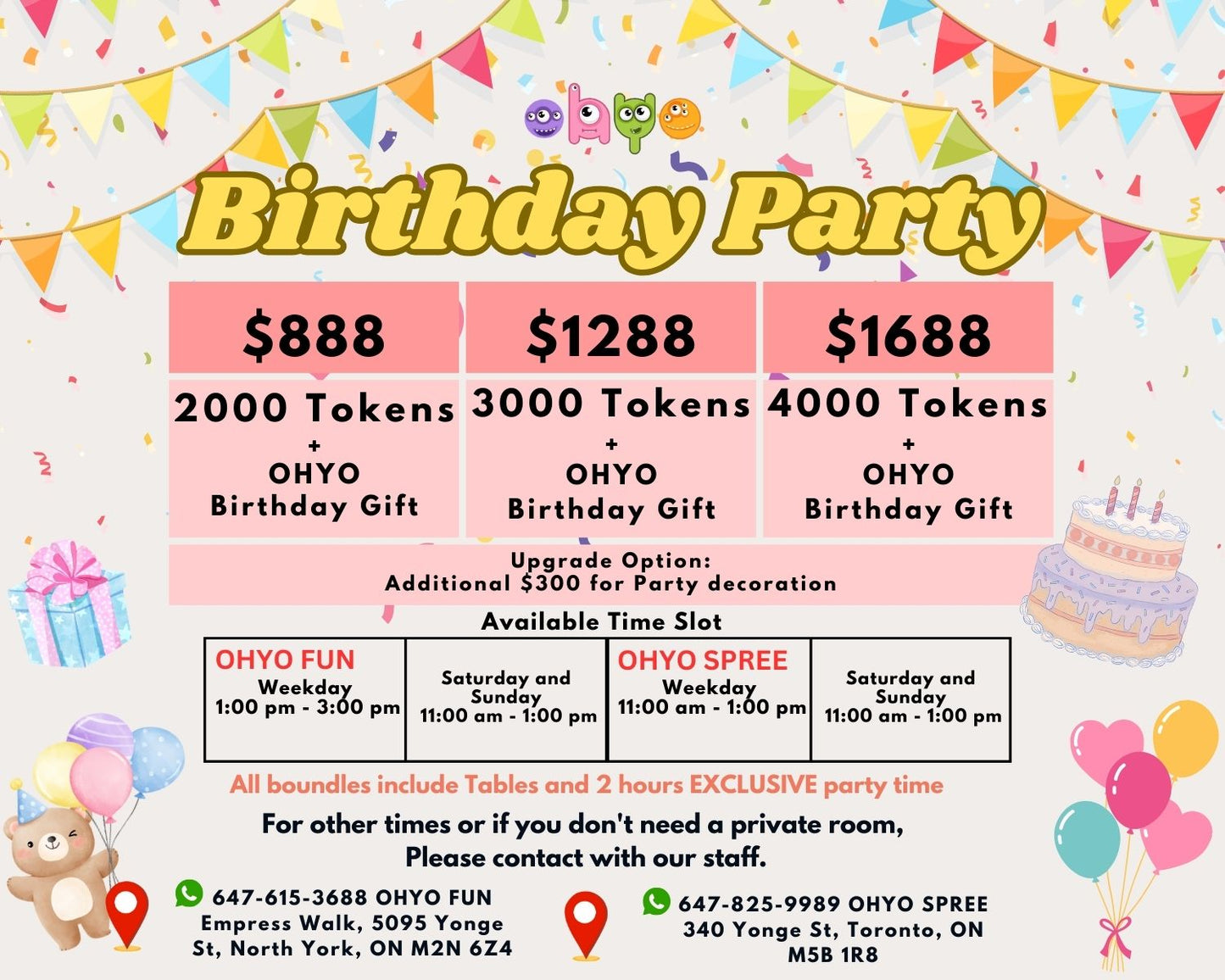 Birthday Party Package-North York Location